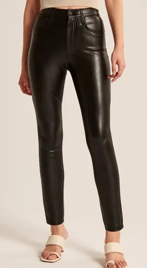 Abercrombie & Fitch Black The Skinny High Rise Faux Leather Jeans size 28 thumbnail 1