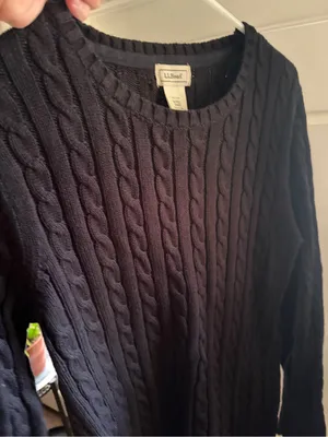 L.L. Bean Cotton Cable Knit Sweater Black Women’s Medium Regular 0HNR2 thumbnail 2