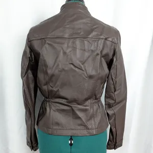 Newport News Vintage Ladies' Scrunch Waist Brown Leather Jacket 4 thumbnail 6