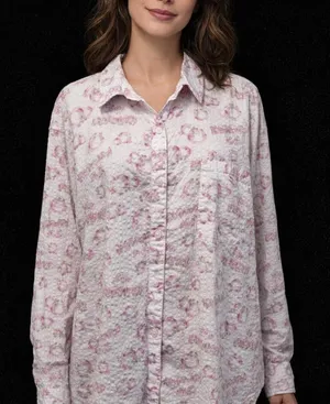 Aerie Wicked Shirt XL Pink White Button Up Seersucker Romantic Floral Indie New thumbnail 1