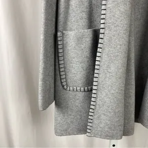 Magaschoni Medium Open Heavy Knit Cardigan Jacket Blazer Chunky Pocket Office thumbnail 3