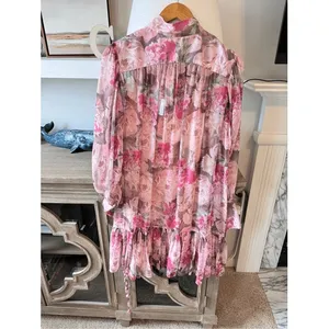 Alex Marie Floral Ruffle Mini Dress Womens‎ Pink Size 6 thumbnail 7