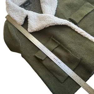 Zara Knit Olive Green Scherling Oversized Coat thumbnail 8