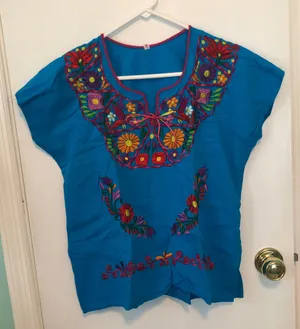 Blue Floral Blouse Size M Multiple Size M thumbnail 1