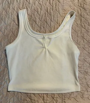 Shein white tank crop top ribbed thumbnail 1