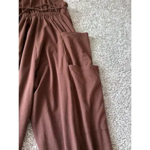 Anrabess Brown Sleeveless Cargo Pocket Jumpsuit XL Cross Back Jogger Hem Romper thumbnail 6