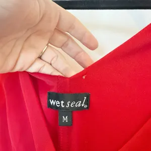 Vintage Wet Seal Y2K Babydoll Midi Dress‎ Medium Red Asymmetric Hem Fairy Vamp thumbnail 6