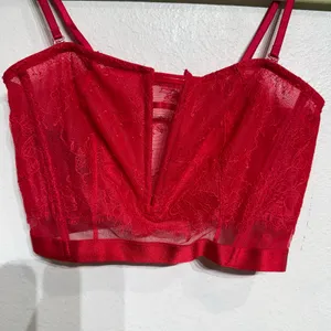 Victoria's Secret Red Very Sexy Deep V Corset Lace Bra Sz M NWT thumbnail 4