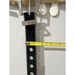 Celestial Velvet Western Belt Silver Buckle Stars Sz‎ M 34" thumbnail 2