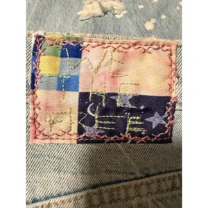 Free‎ People We The Free Grunge Patchwork Label Distressed Painted Denim Jeans thumbnail 5