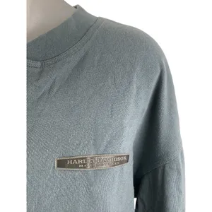 Harley Davidson Women's Blue Long Sleeve Crew Neck Henley T Shirt Tee Top Size L thumbnail 2