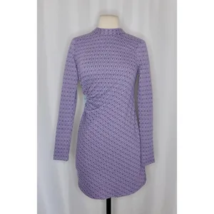 ZARA Lilac Jacquard Open Back Mini Dress Heart Detail Retro Knit Purple Small thumbnail 2