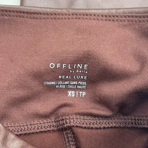 OFFLINE by Aerie Faux Leather High Waisted Leggings Chocolate Brown Size XS thumbnail 9