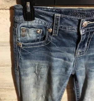 Miss me jeans standard boot cut size 25 white wash color distressed western jean thumbnail 6