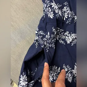 Tommy Hilfiger Women's Size M Navy Floral 100% Cotton Wrap Dress Midi Sleeveless thumbnail 10
