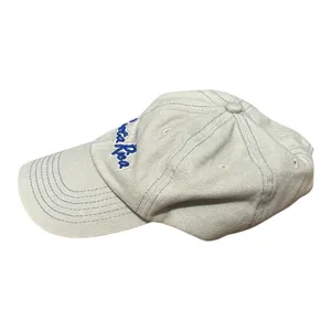 Vintage Costa Rica Pura Vida Embroidered Tan/Blue Hat thumbnail 4