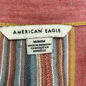 American‎ Eagle Womens Pink Stripe Viscose Linen Blend Lightweight Button Down M thumbnail 5
