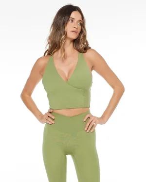 Revolve Crop shop boutique csb green Serenity Whitney Crop top sports bra thumbnail 1