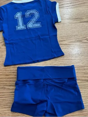 Frankie’s bikinis Blue Ringer Tee and Shorts Set thumbnail 2