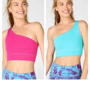 FABLETICS One-Shoulder Pink and Blue reversible Crop Top thumbnail 2