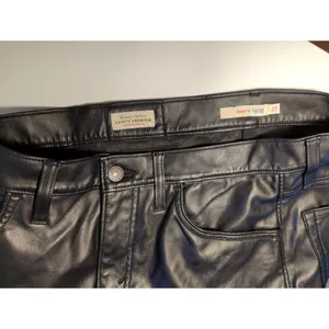 RTR Levi's Black Faux Leather Baggy Straight Pants Size 27 4 Solid black thumbnail 16