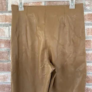 NWT Abercrombie & Fitch Vegan Leather High Rise Side Zip Skinny Pants Large Tan thumbnail 6