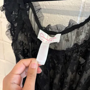 Vintage Oscar de la renta black lace nighty with bow thumbnail 2