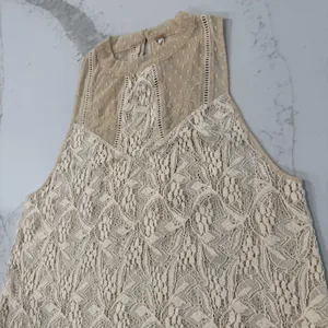 Free People Modern Lace Mesh Maisie Tunic Sleeveless Top Women’s Medium Cream thumbnail 4