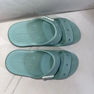 Crocs Classic Two-Strap Slide Sandals Aqua Blue Jibbitz Attached Women's 9 thumbnail 3