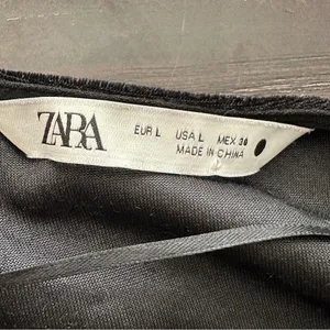 Zara Black Velvet babydoll Dress size L thumbnail 4