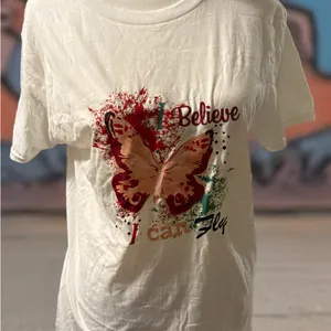 Gildan White‎ Tee with Butterfly Design thumbnail 1