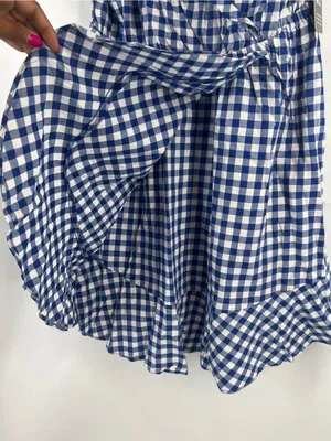 Express Blue and White Gingham One-Piece Romper thumbnail 6