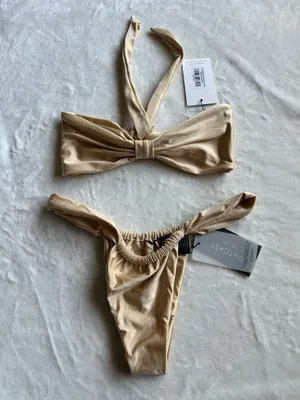 Outcast Clothing Porto Bandeau Top & Porto Bikini Bottoms Gold Shimmer thumbnail 7
