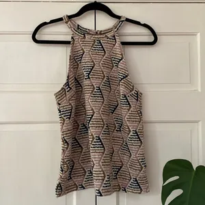 Anthropologie Lindsay Structured Halter‎ Top Size L Multicolor Geometric Trendy thumbnail 6