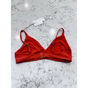 NWT Quince Sunset Orange Italian V Neck Bikini Top Size Medium thumbnail 2
