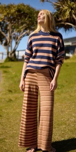 Free People NWT Allyson Striped Pants All free-est In Maple Combo thumbnail 1