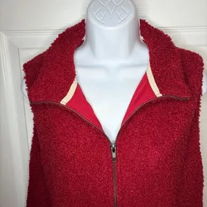 Umgee Teddy Vest Zipper Fuzzy Dark Cherry M thumbnail 4