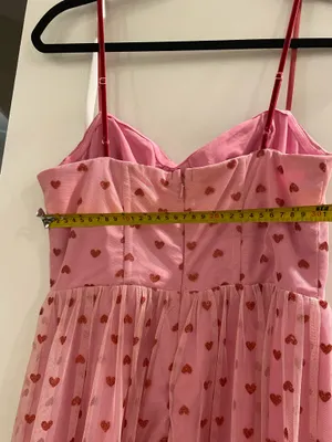 Betsey Johnson Heart Dress Pink Midi Size 8 thumbnail 4