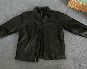 gap black leather jacket thumbnail 1
