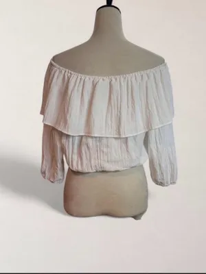 Pins and Needles White Off Shoulder Ruffle Peasant Blouse Size S thumbnail 5