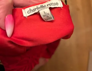 Charlotte Russe Y2K Red Lace Halter Mini Dress Size Large thumbnail 3