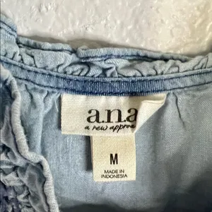 NWT a.n.a Women's Denim Wash Midi Babydoll Sundress with Puff Sleeves Size M thumbnail 3