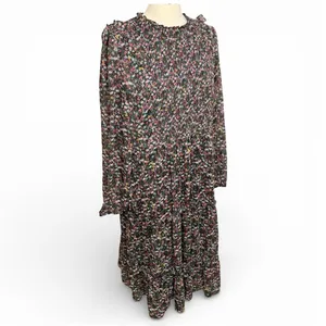 DRAPER JAMES RSVP Dark Green Chiffon‎ Floral Smocked Long-Sleeve Midi Dress, XXL thumbnail 6