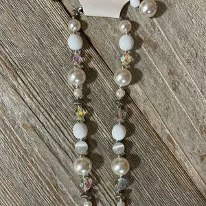 NWT Charming Charlie necklace & earring set white/pearl/crystal beads thumbnail 5