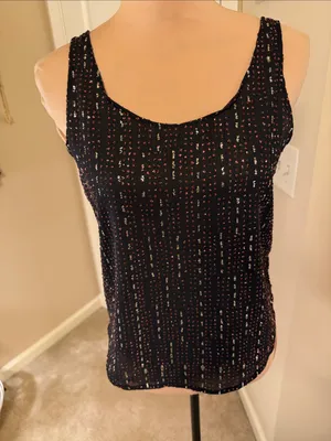 Black Sequin-Embellished Women's Tank Top thumbnail 1