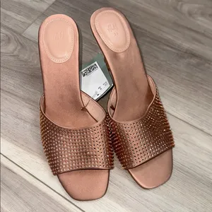 H&M studded nude sparkle open toe heels NEW size 8 thumbnail 2