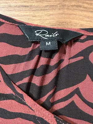 Rails Rust Black Tiger Stripe High Low Ruffle Hem Midi Dress Size Medium thumbnail 5
