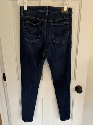 American Eagle Hi-Rise Jegging Dark Wash Stretch Skinny Jeans 12 Long thumbnail 7