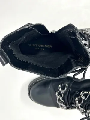 Kurt Geiger London Storm Chain Combat Moto Boots Black Leather EU 40.5 US 9.5 thumbnail 6