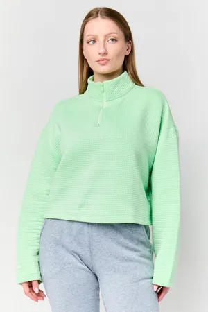 NWOT Nike Sportswear Tech Fleece cropped 1/4-zip pullover sweatshirt light green. Size Small thumbnail 1